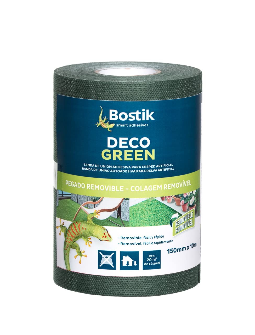 Rollo verde de banda de unión adhesiva Bostik Deco Green de 150 mm x 10 m para unir césped artificial