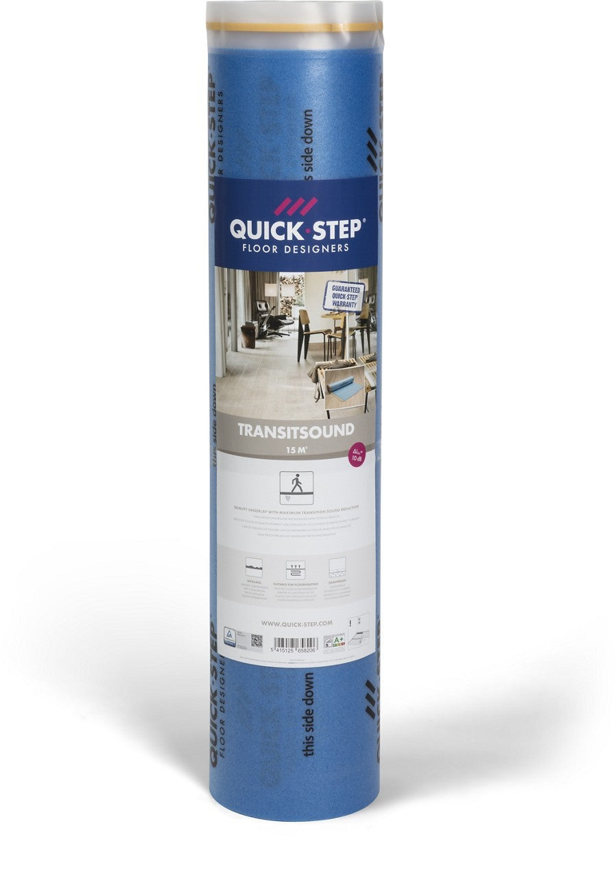 Rollo de base aislante Quick-Step Transitsound de 15 m² en su embalaje