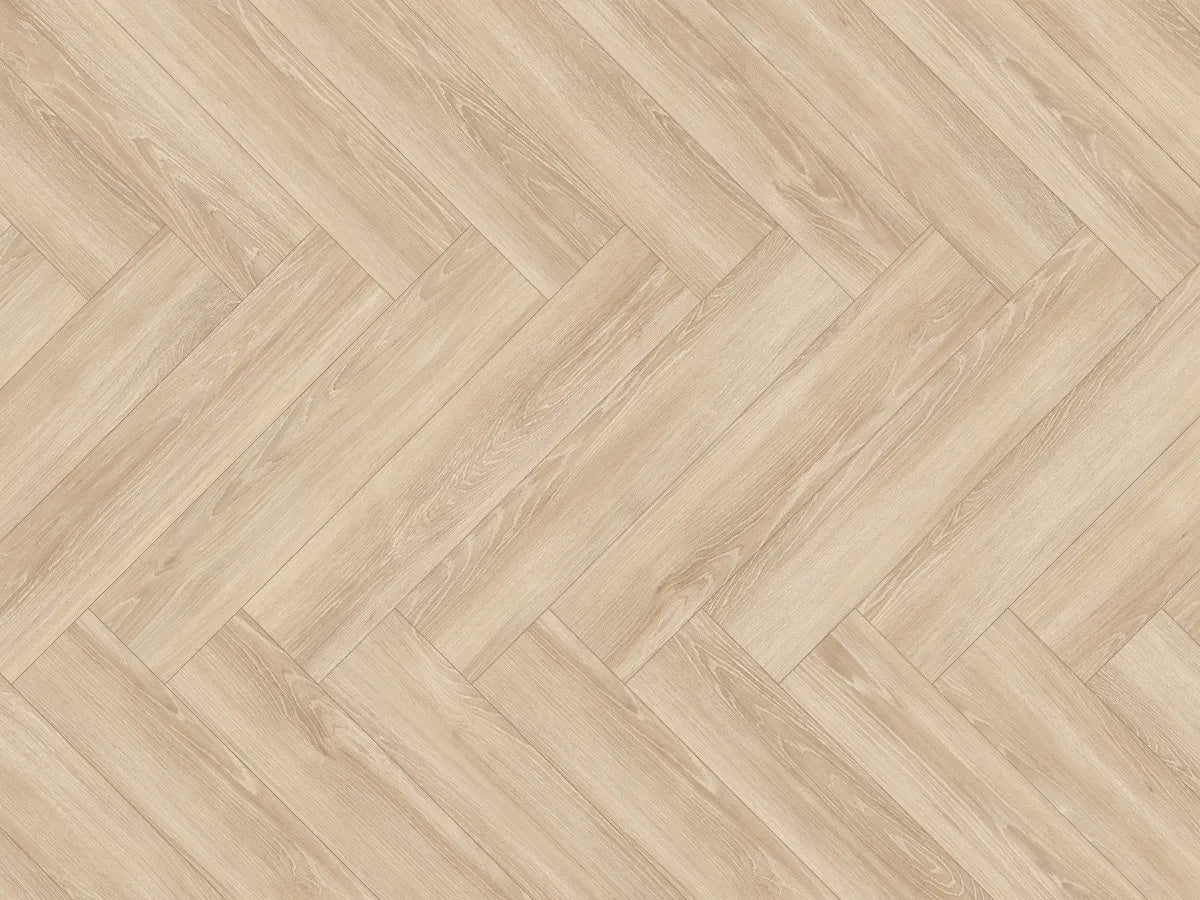 Egger NatureSense Herringbone AC4/32 8 mm Herringbone Roble Newport Crema EL2161 - vista del suelo