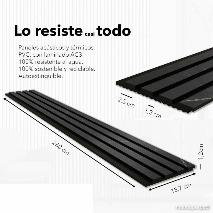 Marmol Negro Bold Revestimiento de Pared de PVC Alistonado