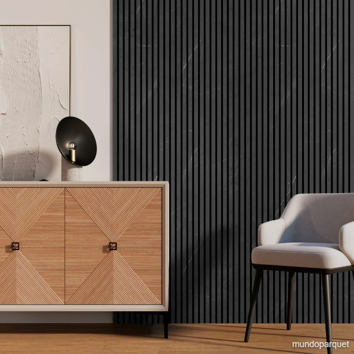 Marmol Negro Bold Revestimiento de Pared de PVC Alistonado