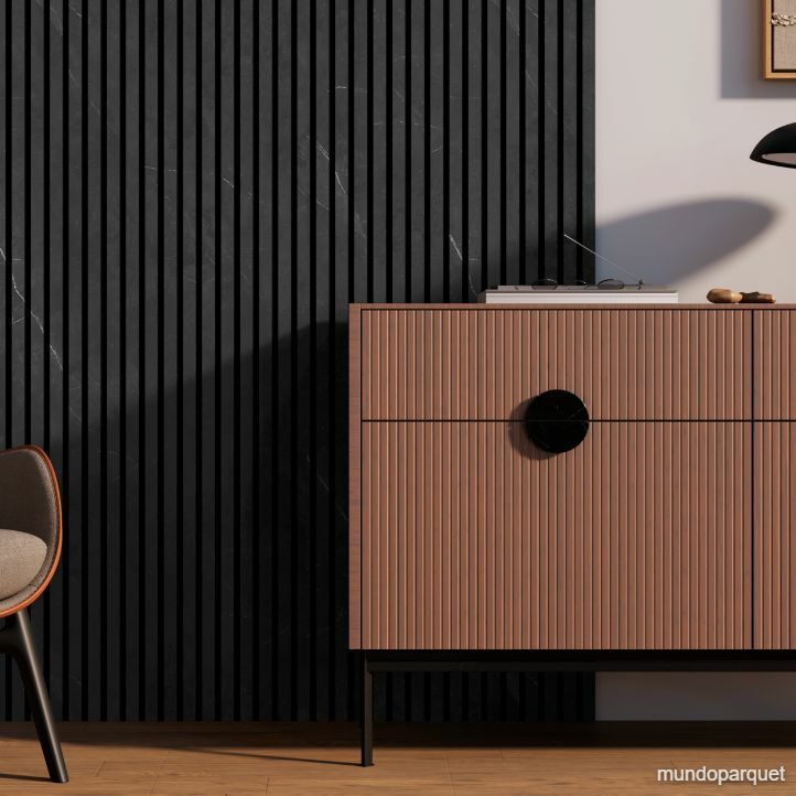 Marmol Negro Bold Revestimiento de Pared de PVC Alistonado