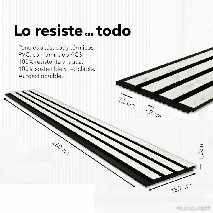 Marmol Blanco Premium Revestimiento de Pared de PVC Alistonado