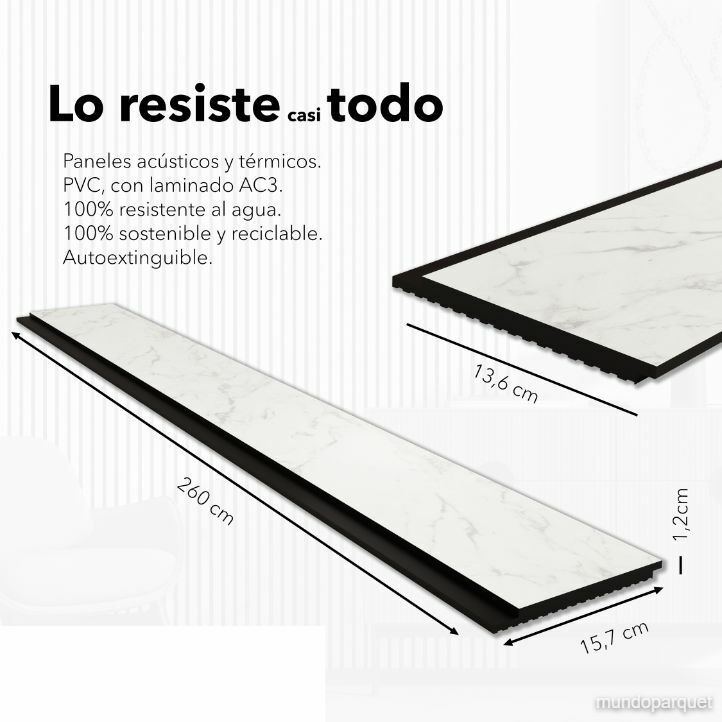 Marmol Blanco Premium Revestimiento de Pared de PVC Liso
