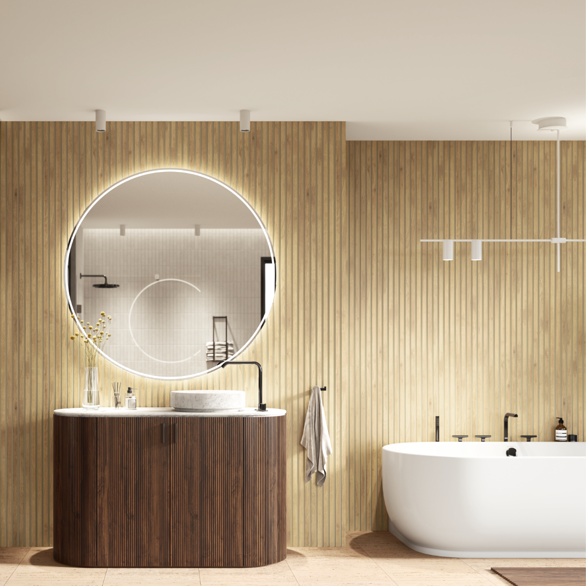 Roble Rus Beige Revestimiento de Pared de PVC Alistonado