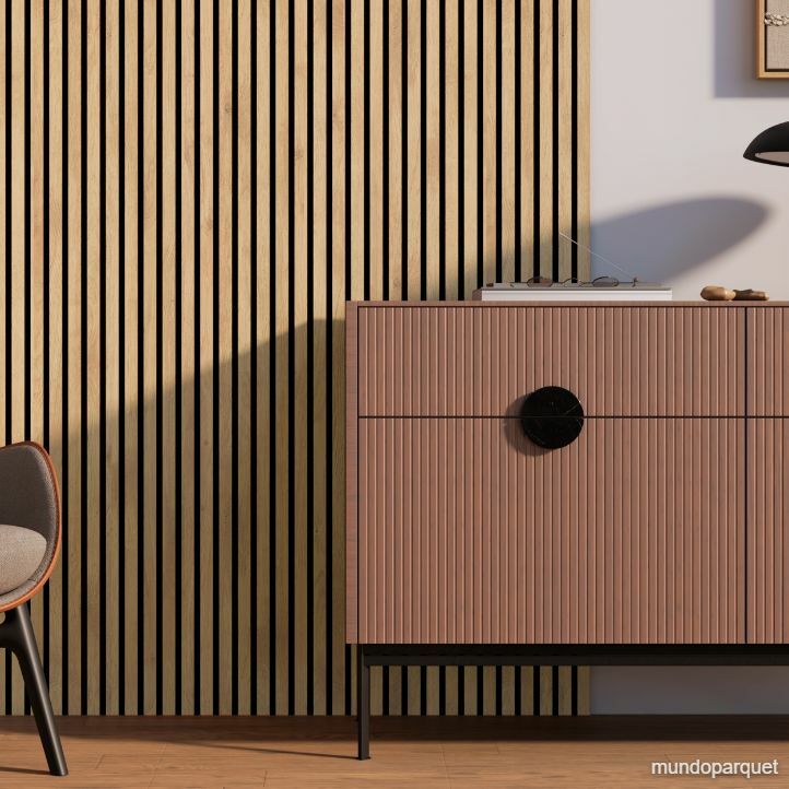 Roble Rus Beige Revestimiento de Pared de PVC Alistonado