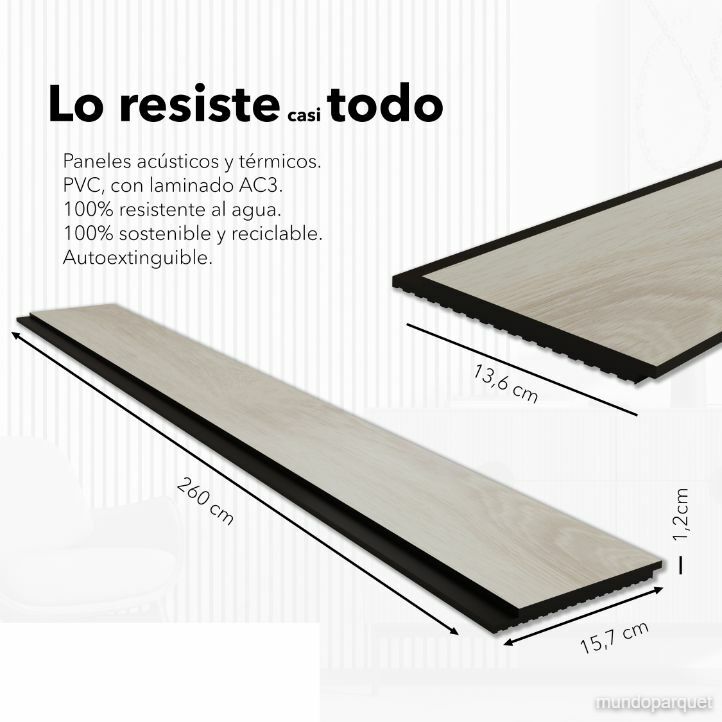 Roble Mont Blanc Pristine Revestimiento de Pared de PVC Liso