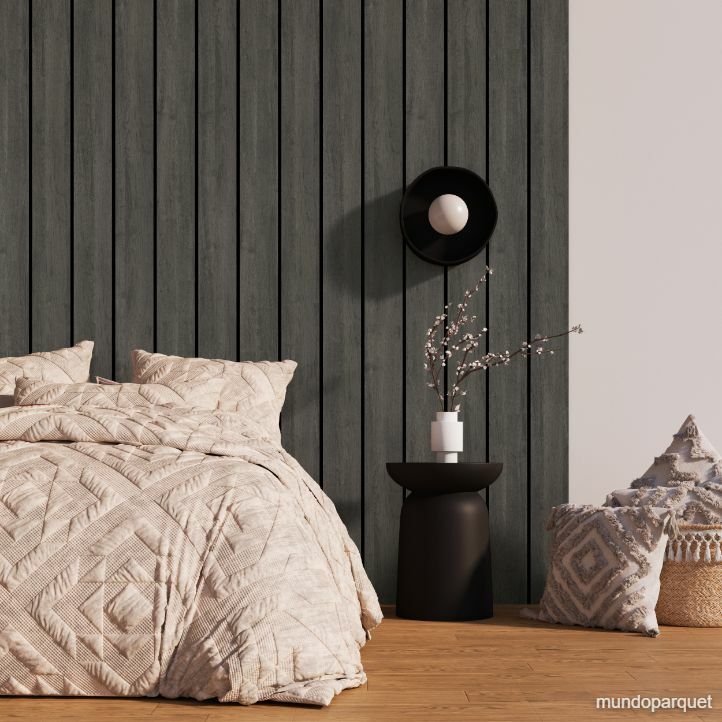 Roble Azabache Modern Revestimiento de Pared de PVC Liso