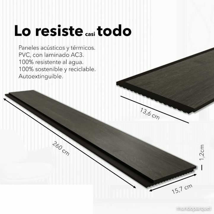 Roble Azabache Modern Revestimiento de Pared de PVC Liso
