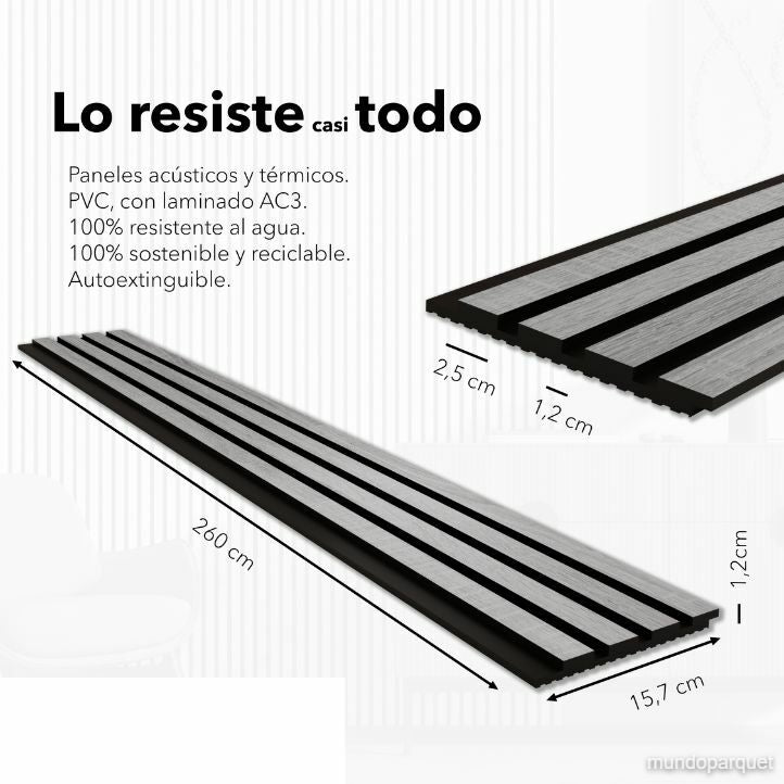 Roble Gris Fresh Revestimiento de Pared de PVC Alistonado