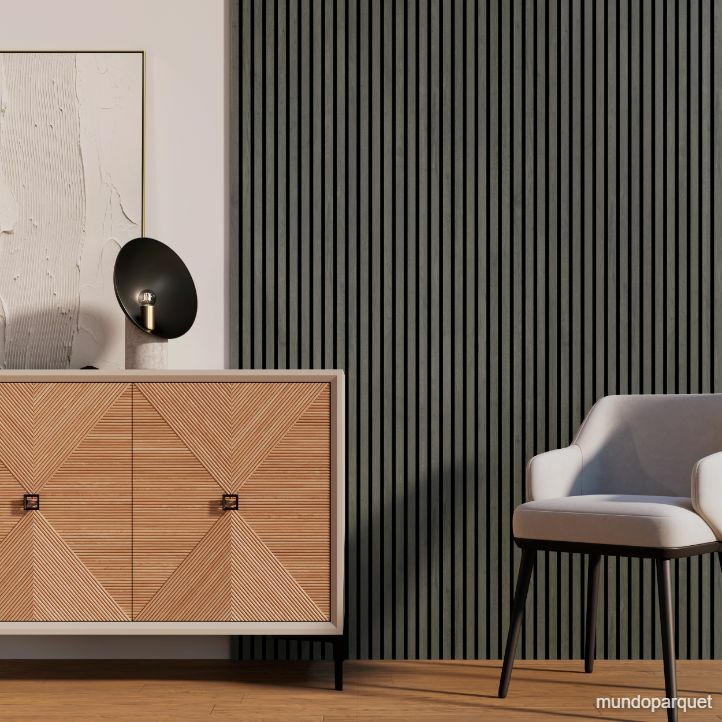 Roble Azabache Modern Revestimiento de Pared de PVC Alistonado