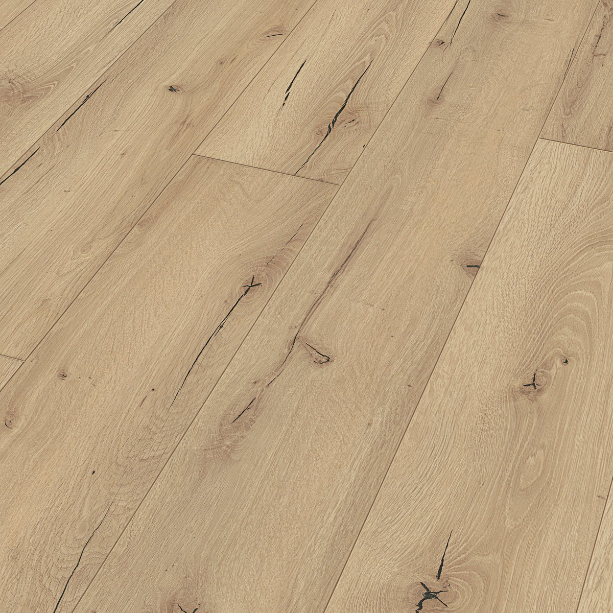Lamas del laminado MeisterDesign LL 150 Roble Agrietado Claro colocadas, vistas en perspectiva