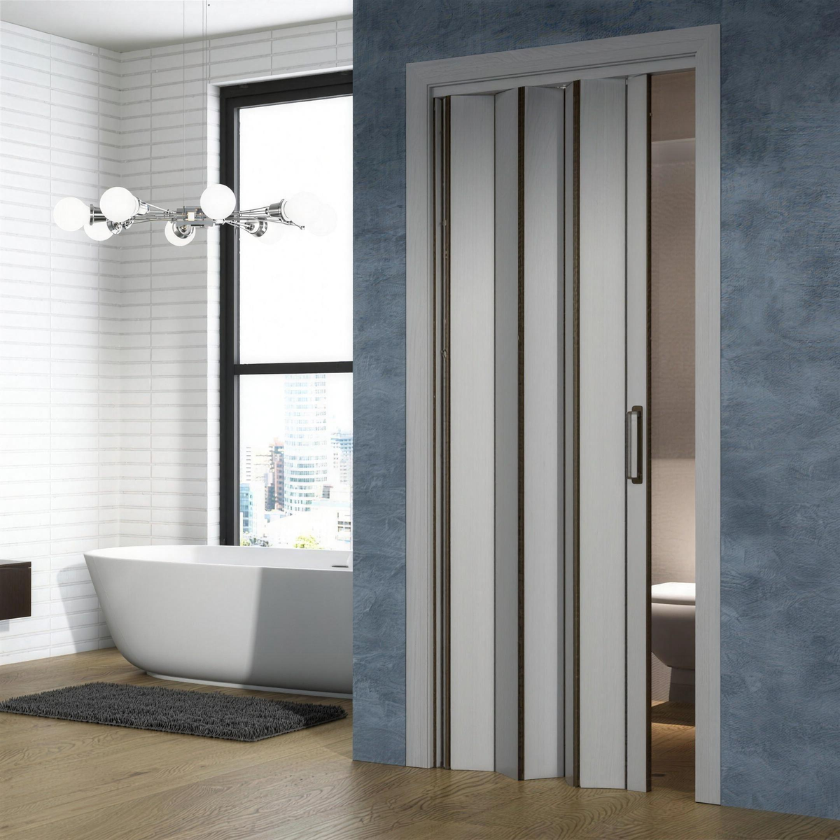 Puerta Plegable de PVC a Medida 1 Hoja - Instalación Muy Fácil — alta resolució