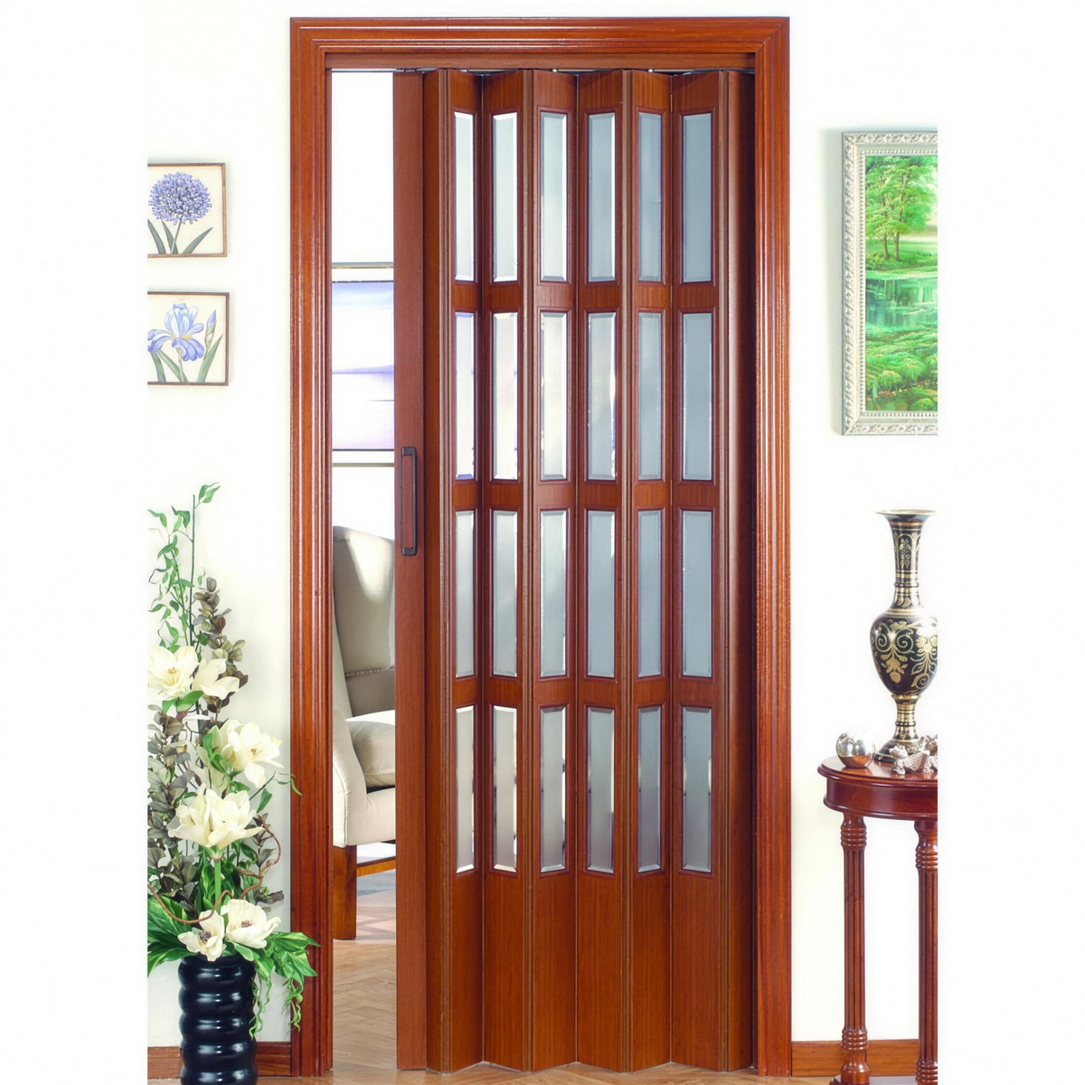 Puerta Plegable Acristalada de PVC a Medida - Instalación Muy Fácil
