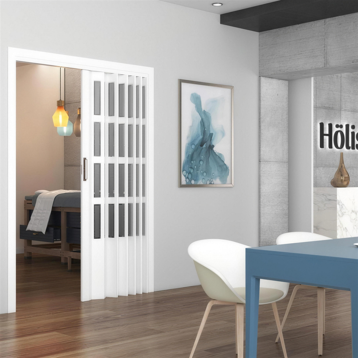 Puerta Plegable Acristalda de PVC a Medida - Instalación Muy Fácil — alta resolució