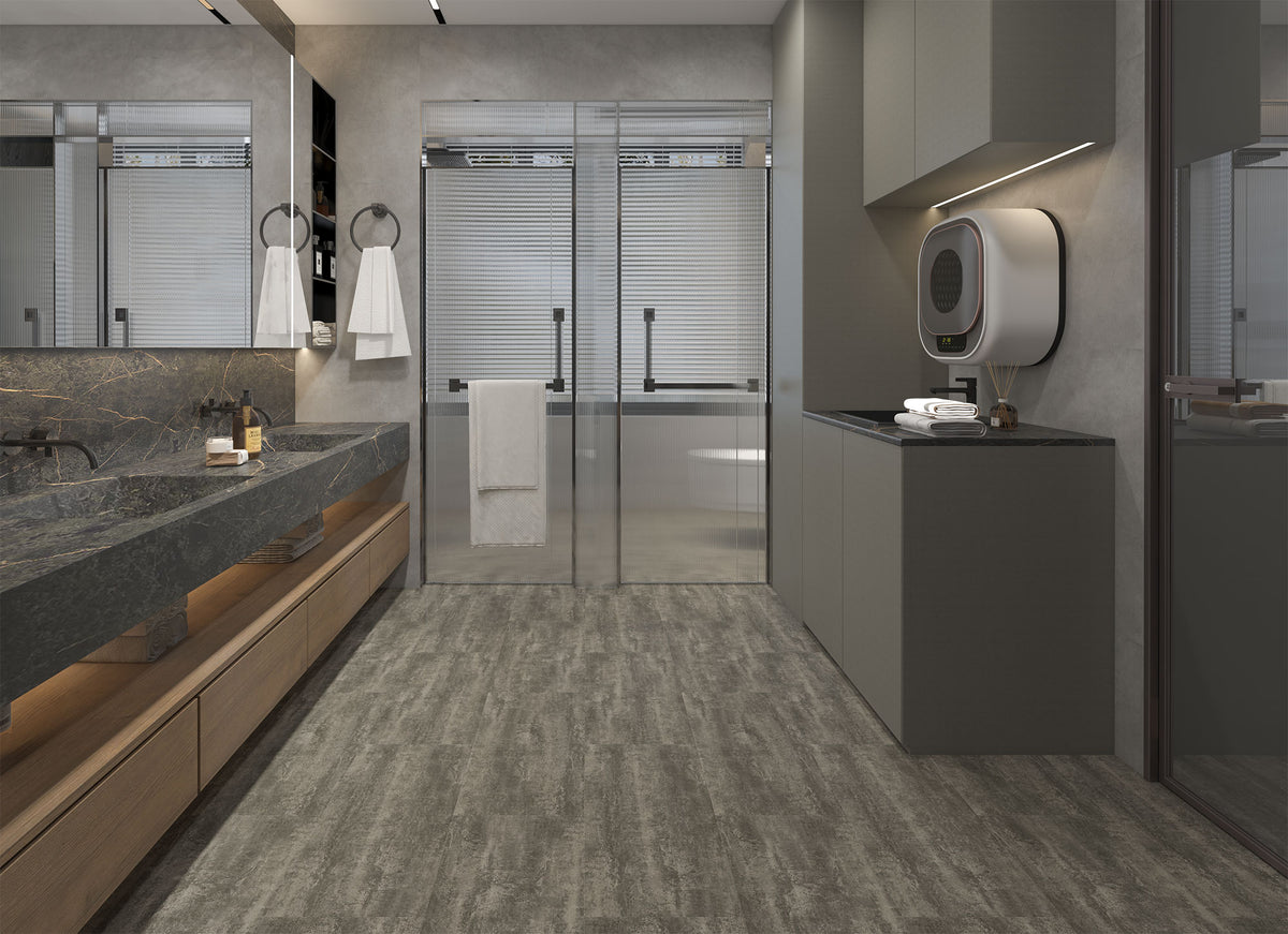 Suelo SPC Materia Stone Marquina en un baño