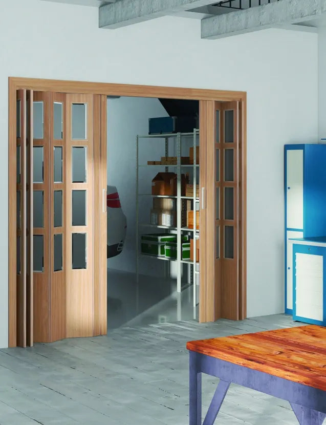 Puerta plegable Mega acristalada en roble
