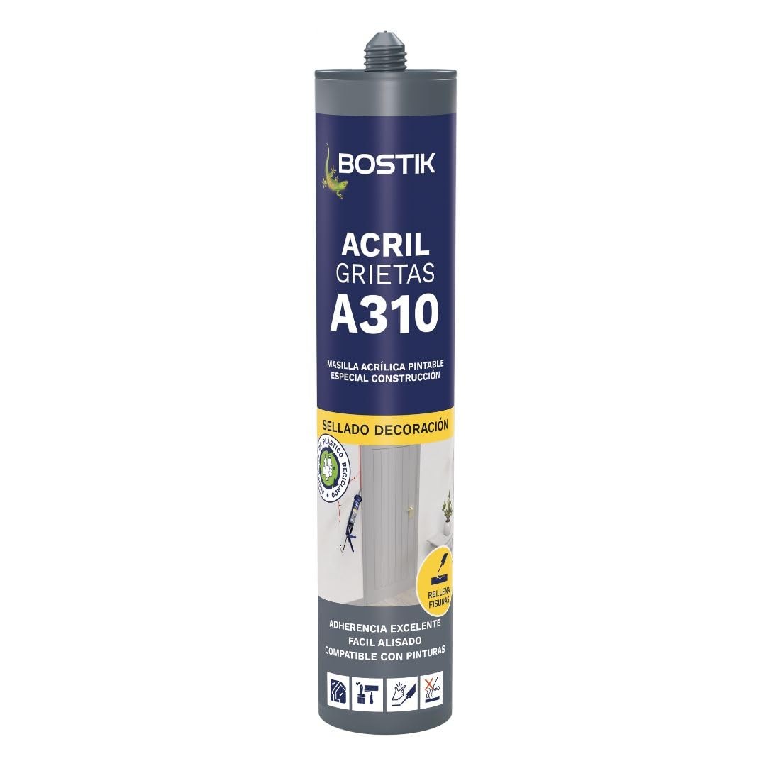 Cartucho de 310 ml de masilla acrílica Bostik Acril Grietas A310 para sellar juntas y grietas, pintable