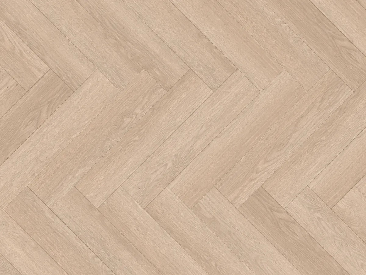 Egger NatureSense Herringbone AC4/32 8 mm Herringbone Roble Baronia Claro EL2132 - vista del suelo
