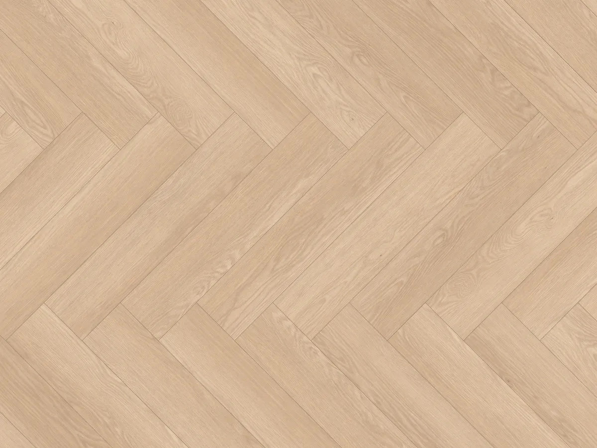 Egger NatureSense Herringbone AC4/32 8 mm Herringbone Roble Baronia Sand EL2133 - vista del suelo