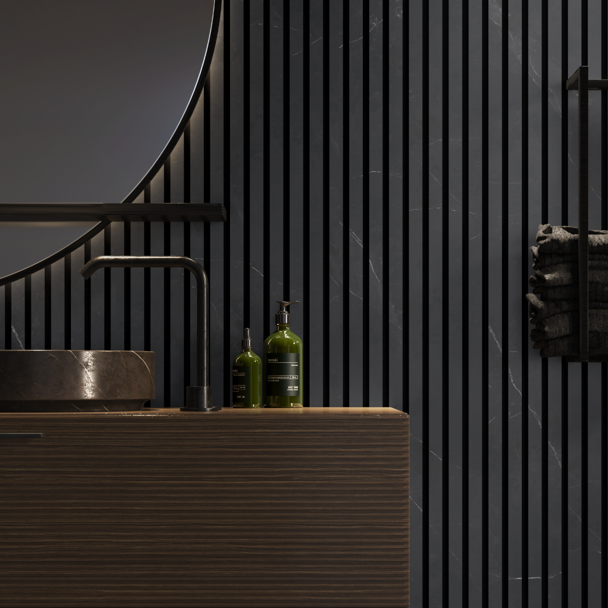 Marmol Negro Bold Revestimiento de Pared de PVC Alistonado
