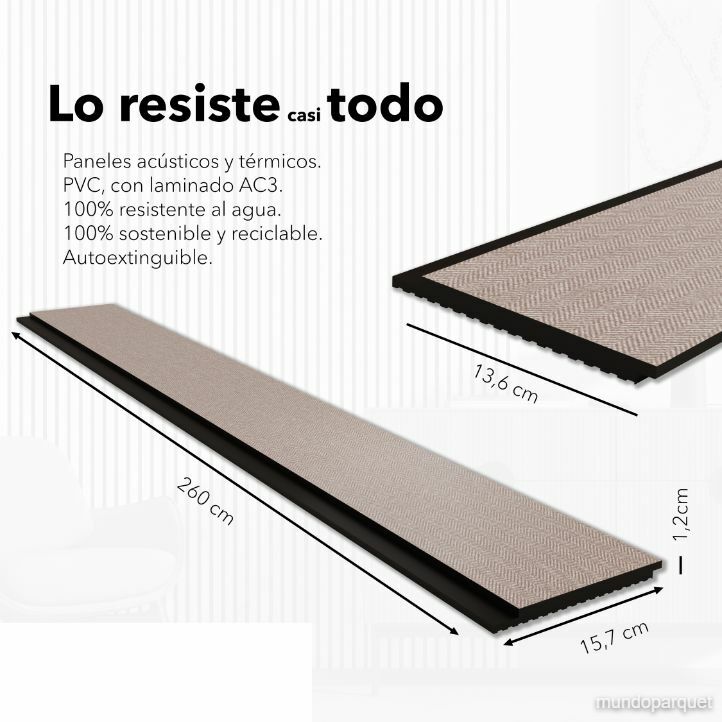 Espiga Pimienta Sleek Revestimiento de Pared de PVC Liso
