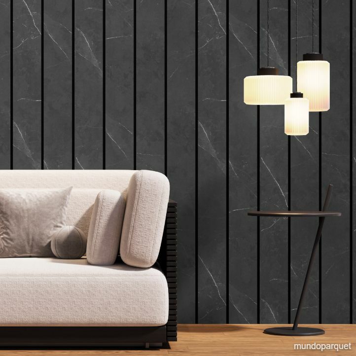 Marmol Negro Bold Revestimiento de Pared de PVC Liso