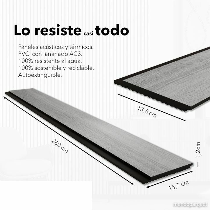 Roble Gris Fresh Revestimiento de Pared de PVC Liso