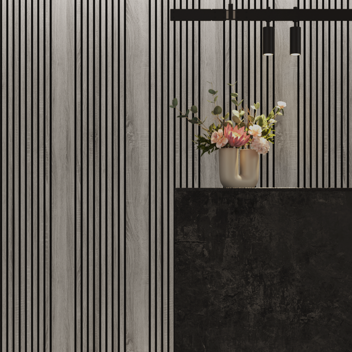 Roble Gris Fresh Revestimiento de Pared de PVC Alistonado