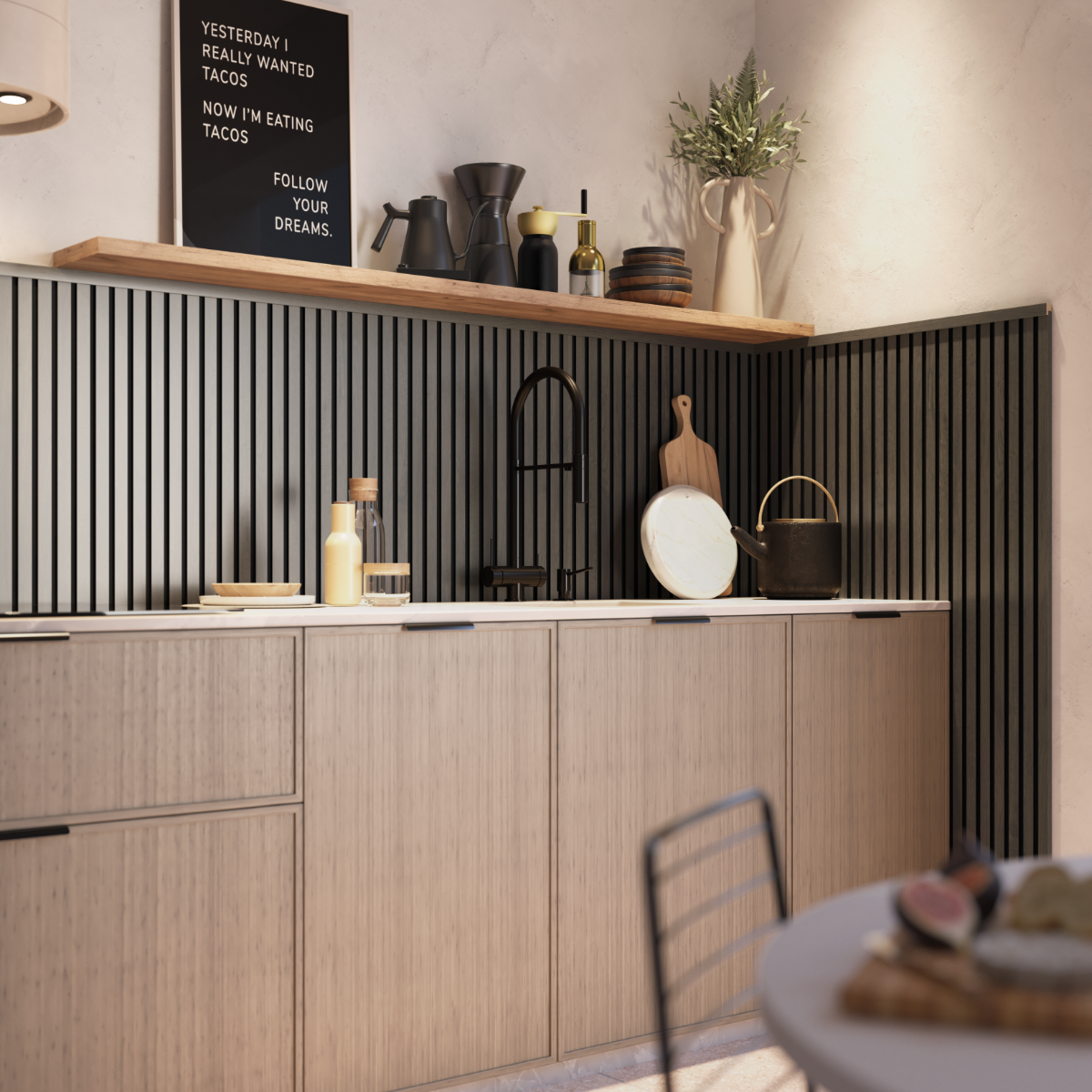 Roble Azabache Modern Revestimiento de Pared de PVC Alistonado