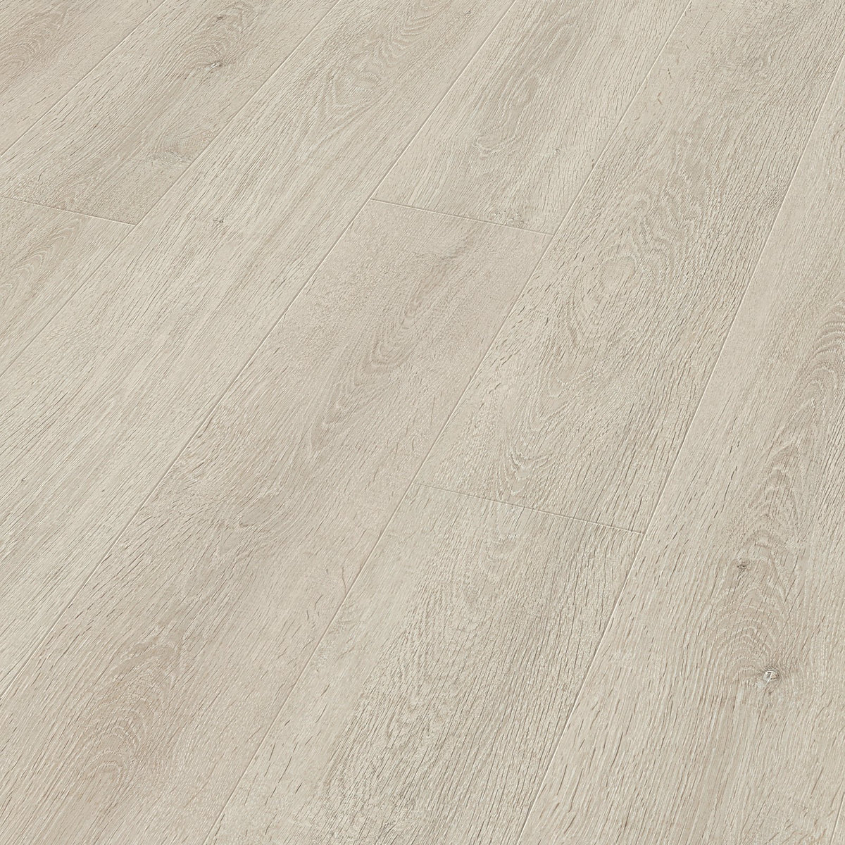 Lamas del laminado MeisterDesign LD 150 Roble Decapado Blanco colocadas, vistas en perspectiva