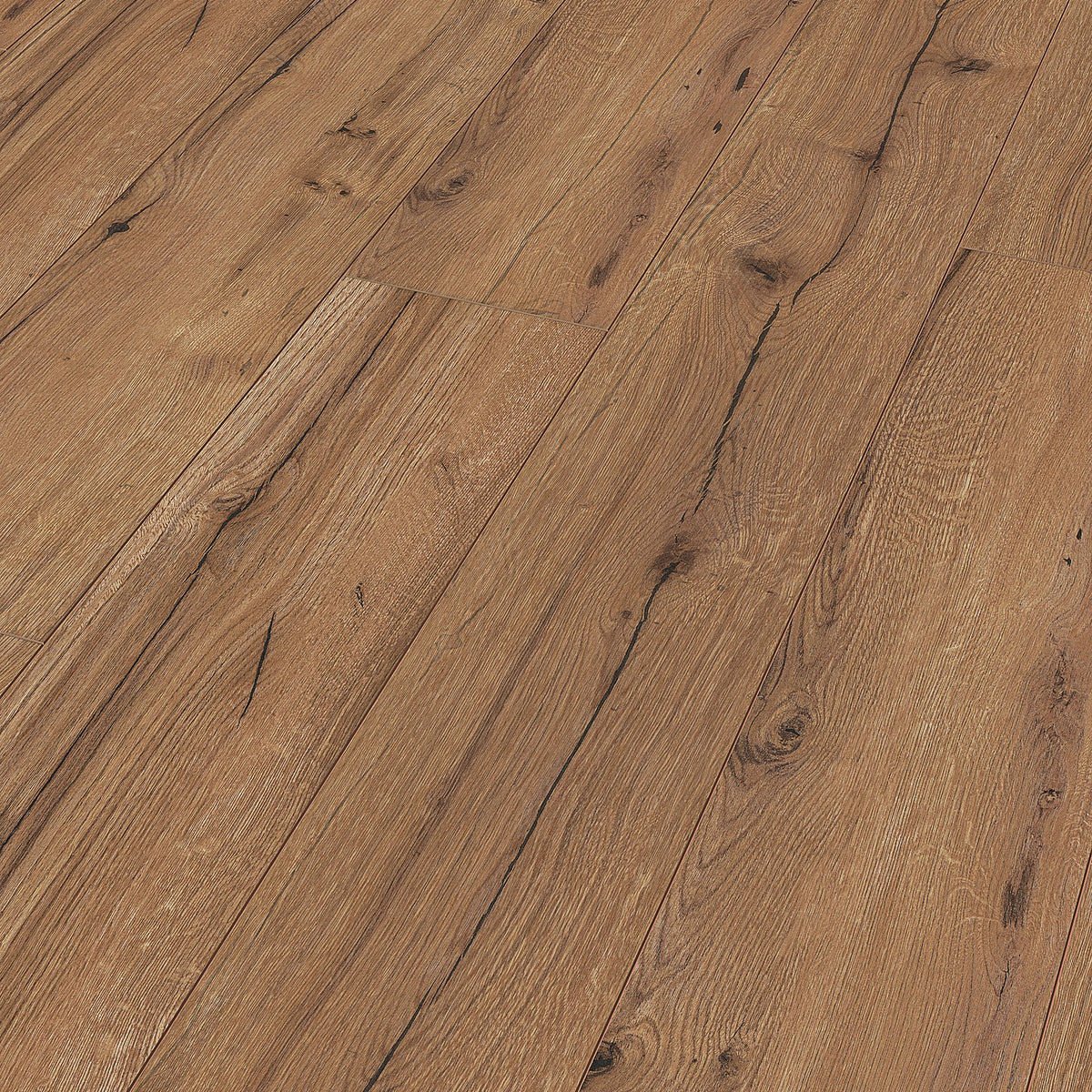 Lamas del laminado MeisterDesign LL 150 Roble Rústico Cognac colocadas, vistas en perspectiva