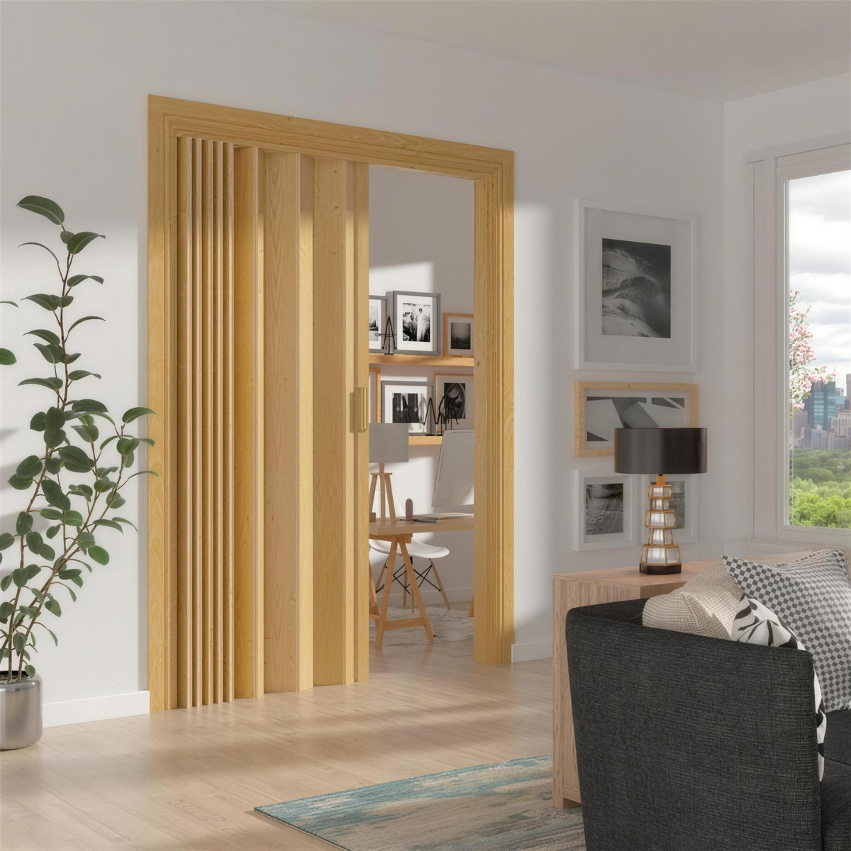Puerta Plegable Rechapada de Madera Natural a Medida - Instalación Muy Fácil - imagen 2 de 2