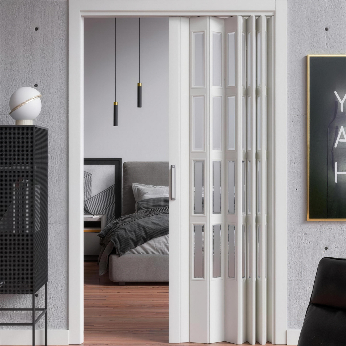 Puerta Plegable Acristalda de PVC a Medida - Instalación Muy Fácil — alta resolució