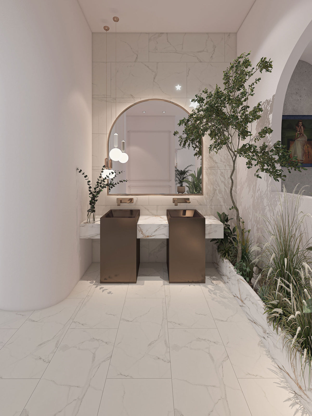 Suelo SPC Materia Marble Cristal en un baño