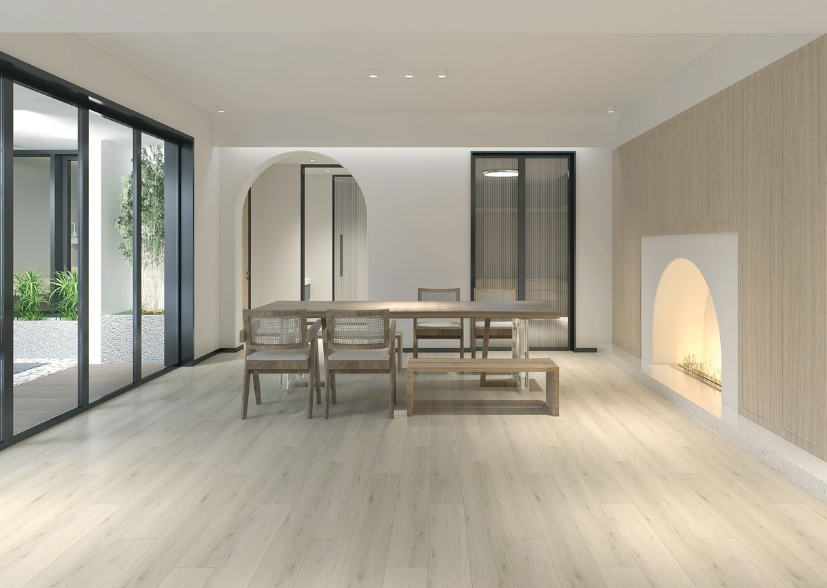 Suelo SPC Materia Sapin White en un comedor