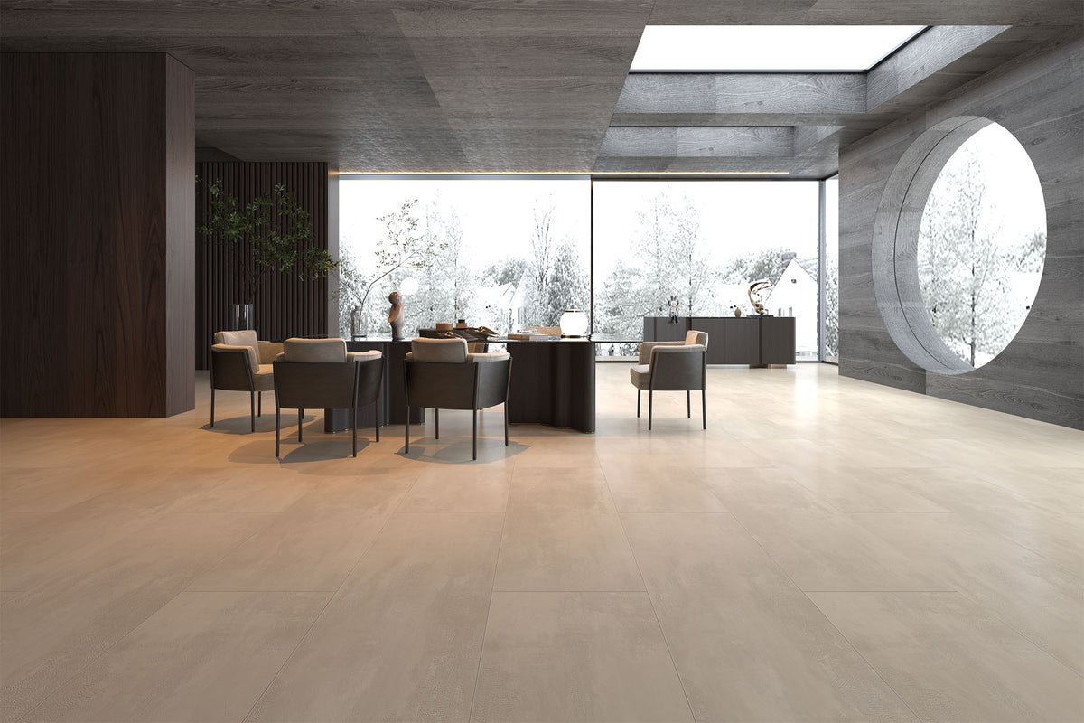 Suelo SPC Materia Stone Nácar en un comedor