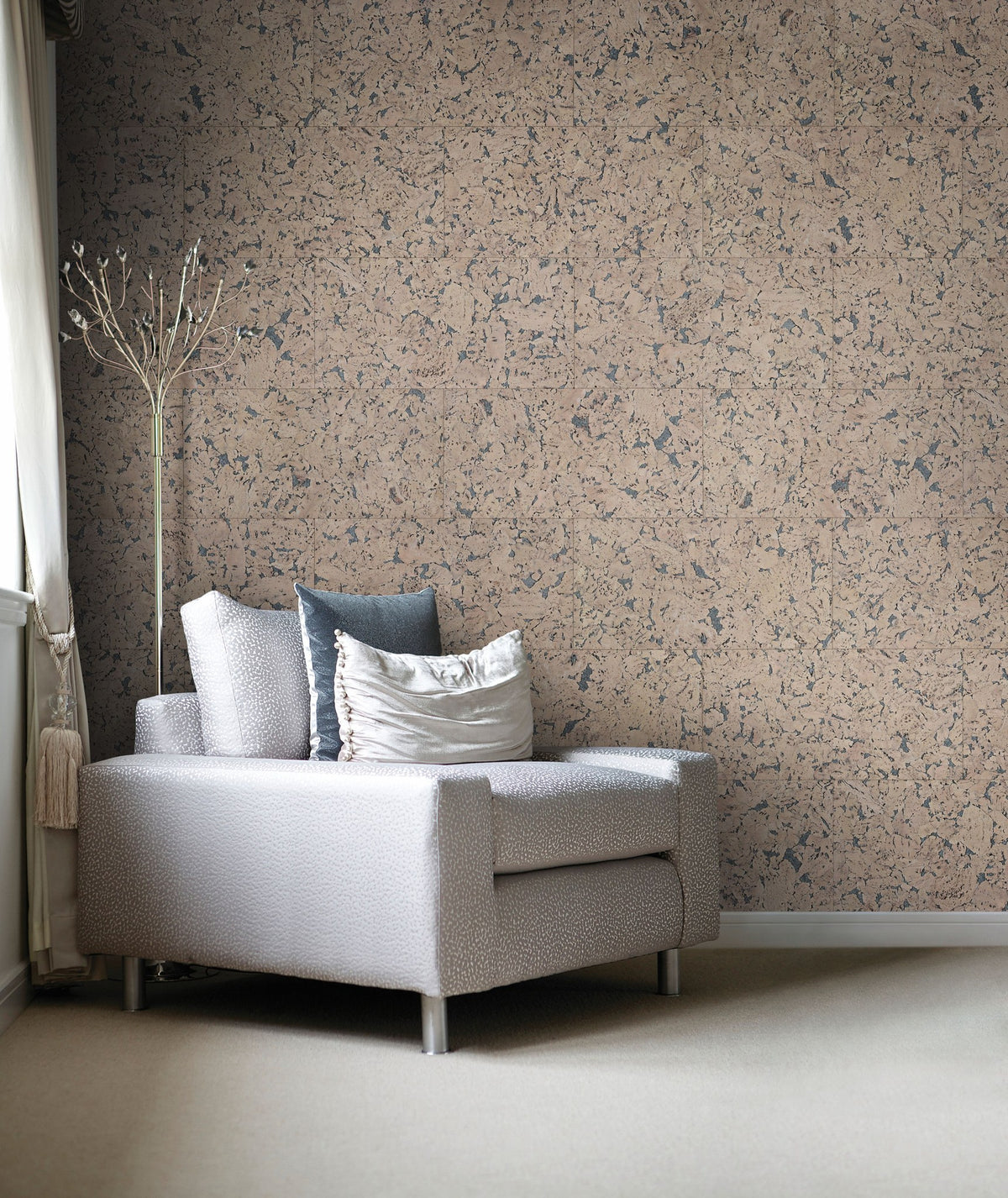 Revestimiento de Pared de Corcho WISE Dekwall Hawai Black Pearl RY1F001 Acabado en Cera — ambiente